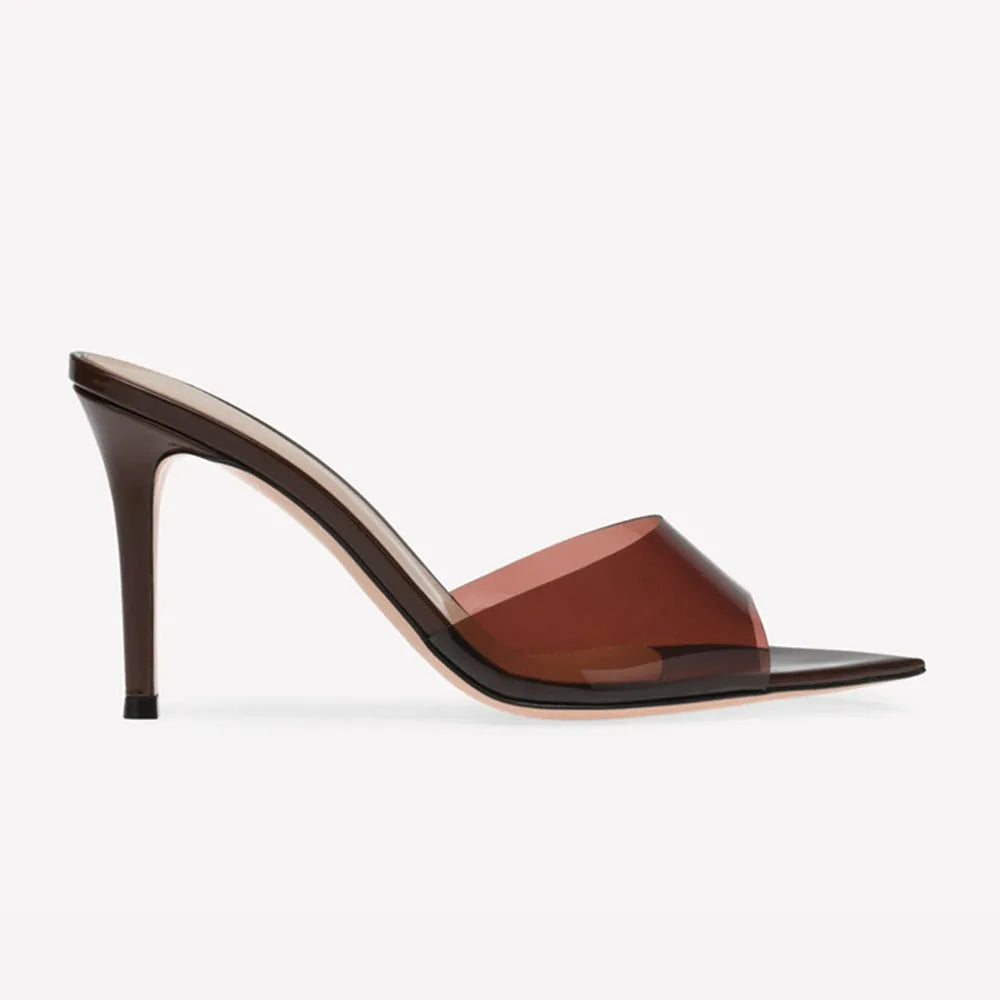 2026 Peep Toe Sexy Summer Women's Mules Pump Sandals Elegant Chic Super Thin High Heels Office Lady Party Shoes Slipper Sandals