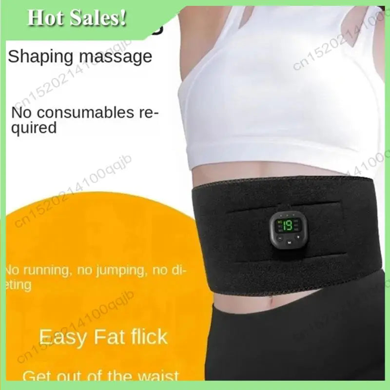 -FDDT EMS Silicone Conductive Fat-Removing Belt With Smart Digital Display Indoor Lazy Fitness Waist Training Massage Device