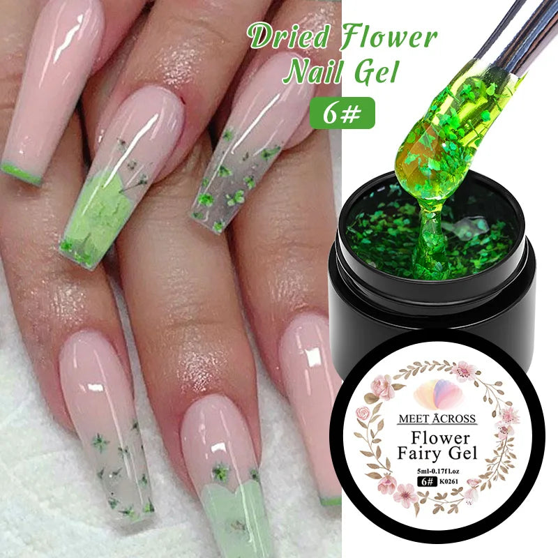 5ml Pink Dried Flower Nail Gel Polish Semi Permanent Natural Flower Fairy Nail Art Gel Soak Off UV Painting Varnishes For Nails
