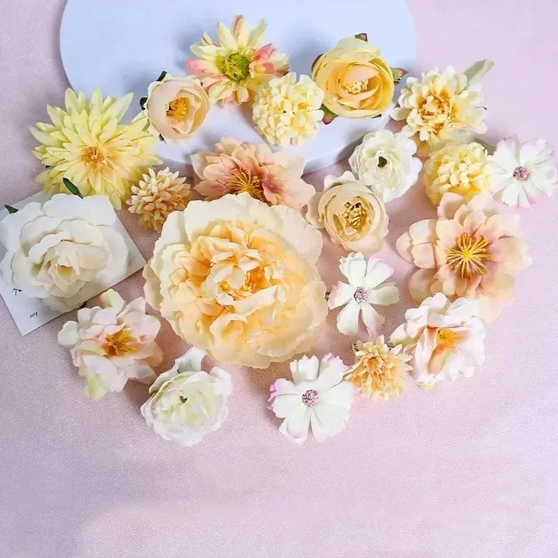 1Bag Artificial Flower Head For Home Room Wedding Decoration Handmade Craft Wreath Christmas Tree Decor 2025 Navidad Supplies