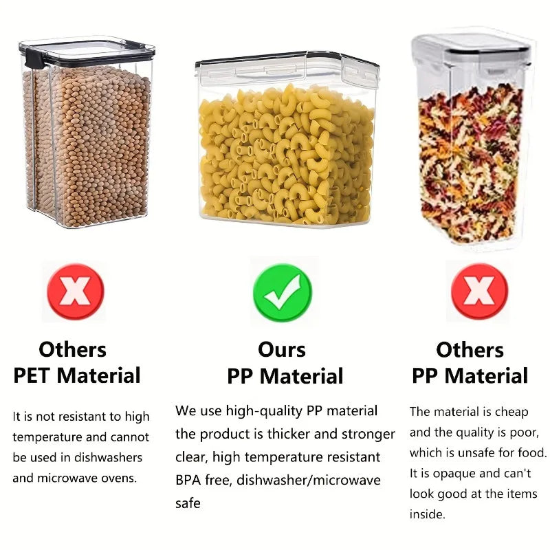 6Pcs Airtight Food Storage Containers Kitchen Pantry Storage Containers For Sugar, Flour And Baking Supplies Kitchen Accessories