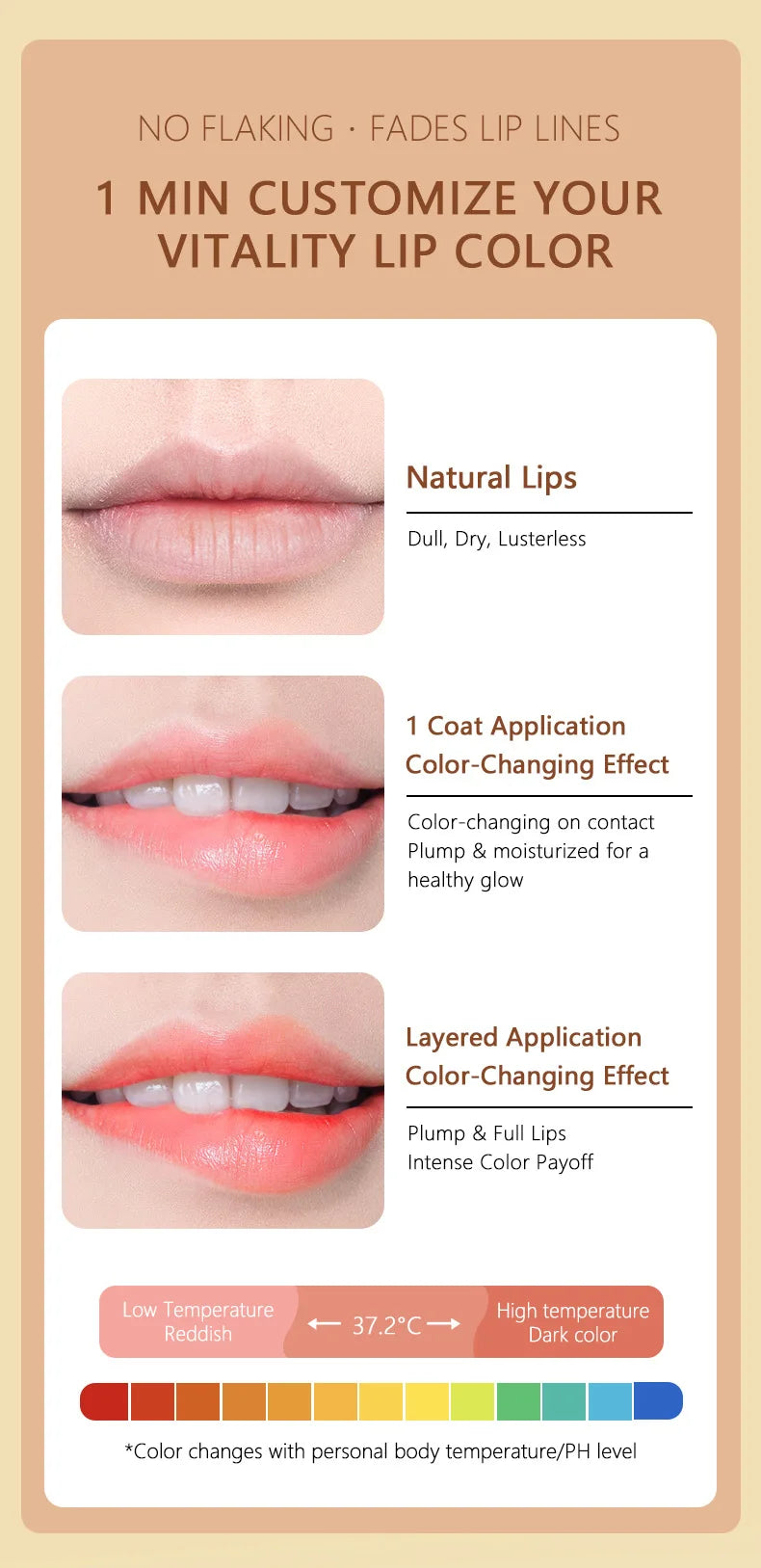 VIBELY Color Changing Lipstick with Shimmer Glitter, Nourishing Hydrating Lip Balm, Moisturizing Lip Care for Dry Lips, Daily Us
