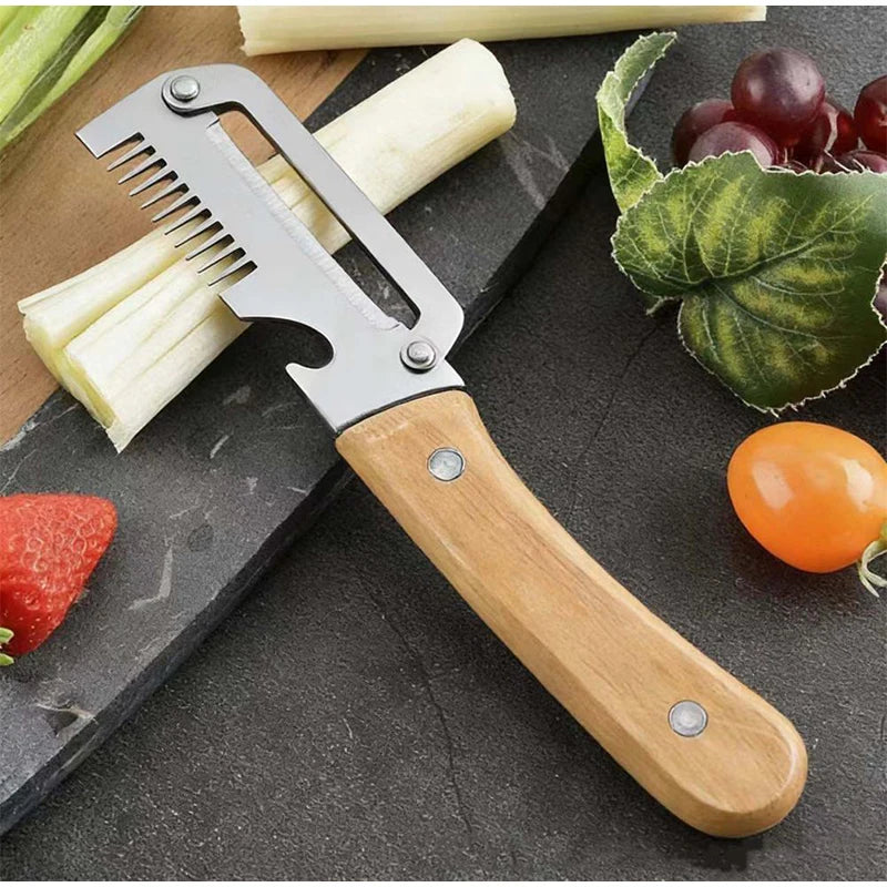 Multipurpose Vegetable Peeler Stainless Steel Kitchen Tool Wooden Handle Cutter For Scallion Potato Fruit Asparagus Winter Melon