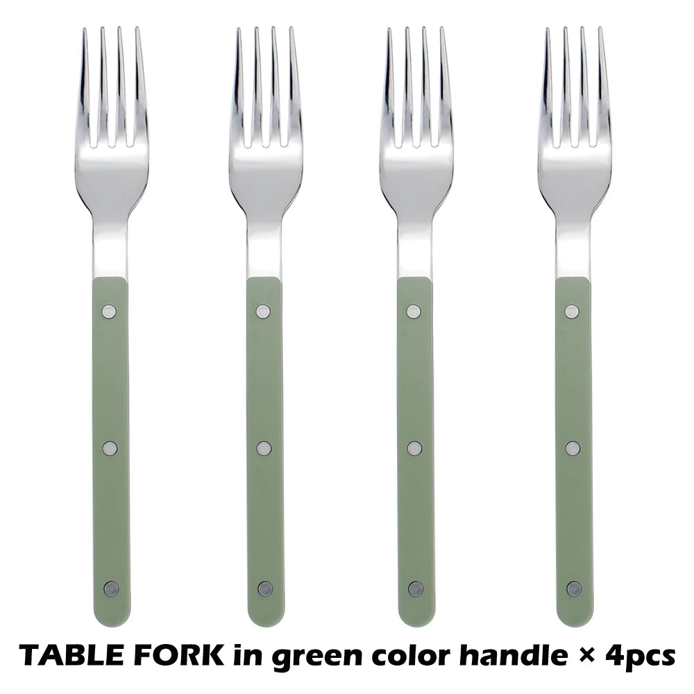 Fashionable Design Top Mirror Polishing Cutlery Sets Stainless Steel 18/8(304) ABS Handle With Rivets Silverware Set For Kitchen