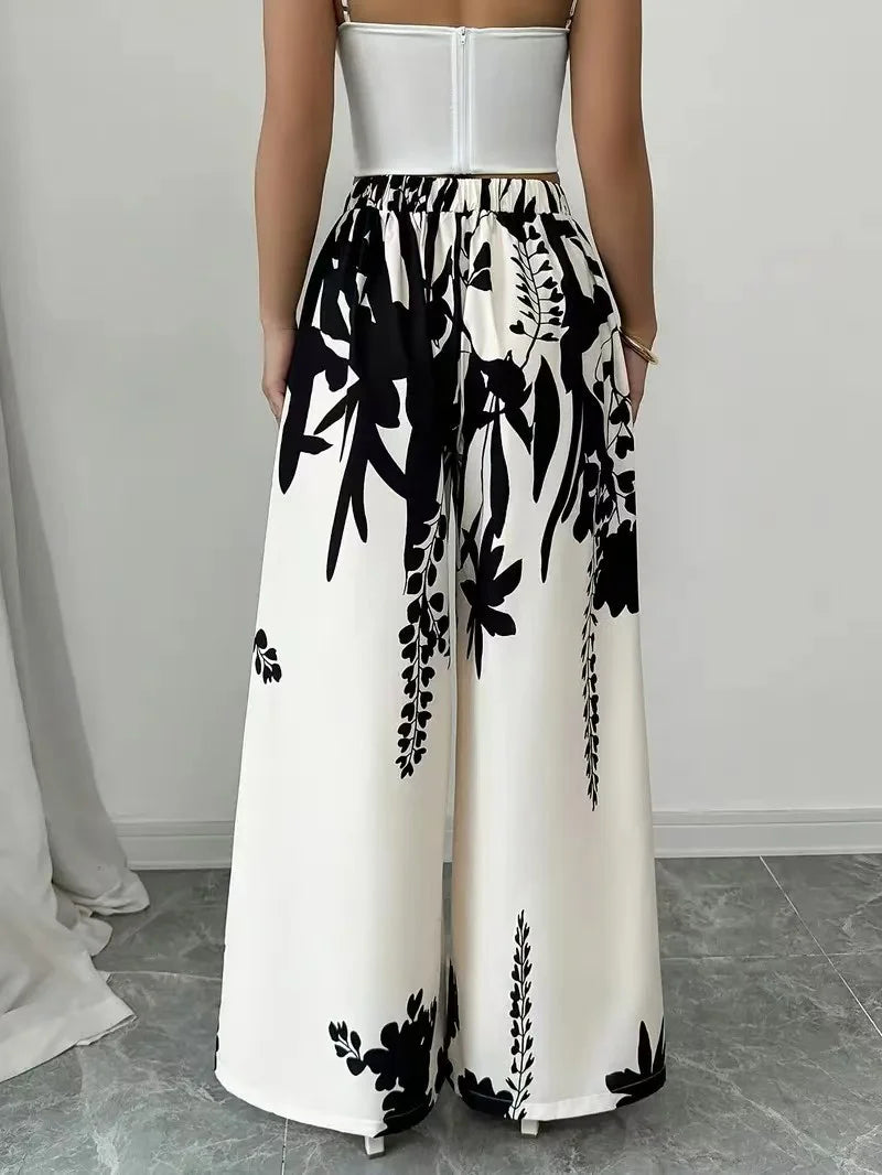 Dresses For Women Black And White Flowers Print Long Sleeve Ruffled Collar Elegant Dress Lace Up A-Line Dress 2026 Spring New