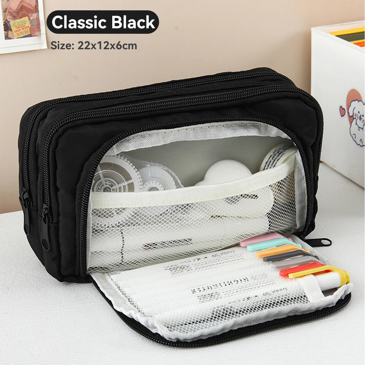 Cute Multi Layer Pencil Case Pouch, Large Capacity Pen Case Bag,Durable Stationery Storage Bag For Students, School&Office