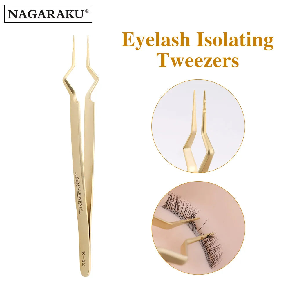NAGARAKU Eyelash Extension Tweezers Makeup Stainless Steel Eyelash 3D accurate Clip