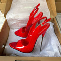 NEW Customize 16cm Extreme Metal High Heels Sandals Sexy Black Red inside Heel Peep Toe Slip On Cosplay Drag Queen Unisex Shoes