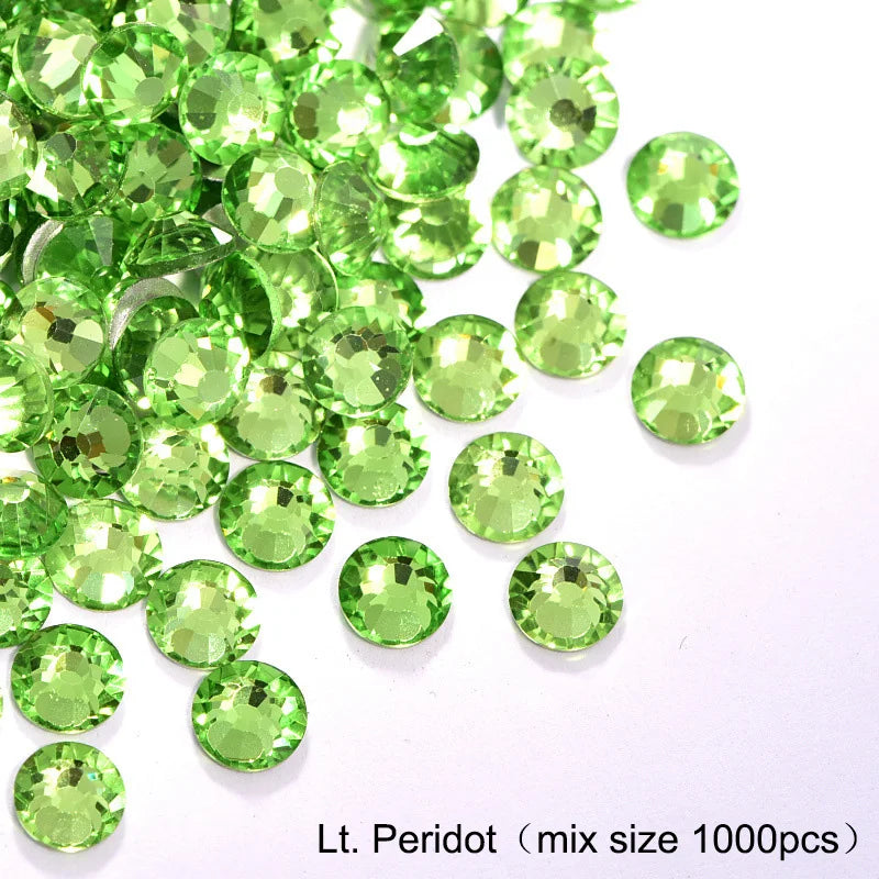 1440Pcs/Pack Flatback 3D Glass Swarovsky DIY Nails Rhinestones Art Decoration Shiny Crystal Stones Gems Manicure