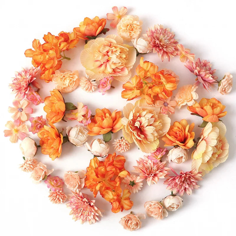 1Bag Artificial Flower Head For Home Room Wedding Decoration Handmade Craft Wreath Christmas Tree Decor 2025 Navidad Supplies