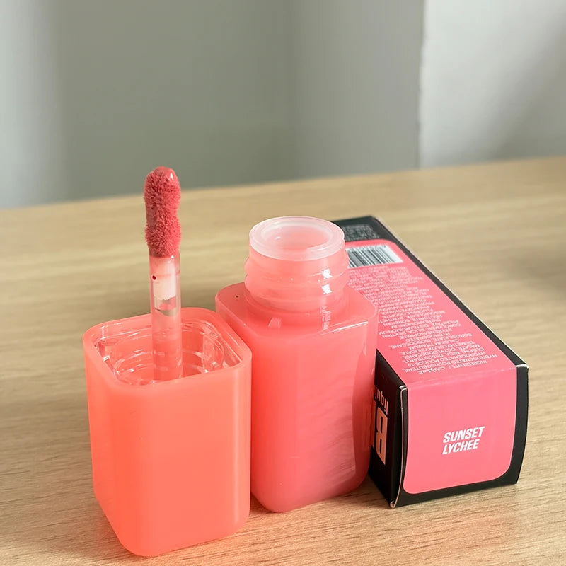 ROD Lipstick Makeup Non-Sticky Lip Gloss Hydrating Crystal Clear Lip Oil Plumping Moisturize Tinted Lipstick Natural Lip Makeup