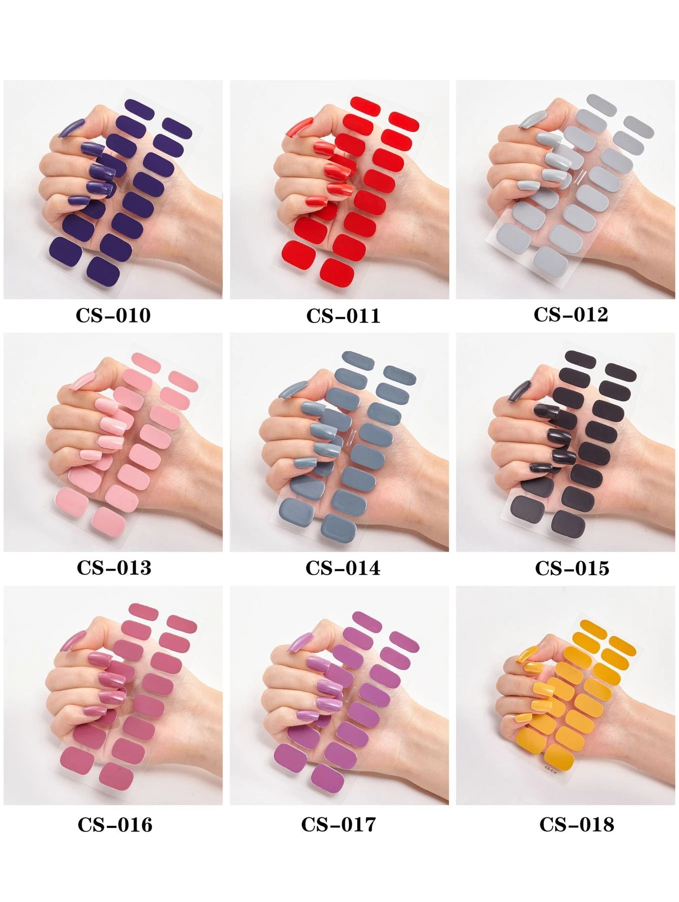 16p solid color stickers nail art supplies European and American simple decals oil film decals press on nails stickers designer