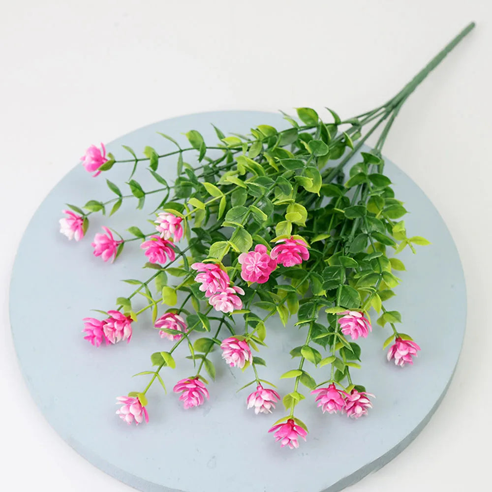 1 Bundle Artificial Flowers Outdoor UV Resistant Shrubs Plants Fake Flower Greenery for Office Kitchen Wedding Garden Decor