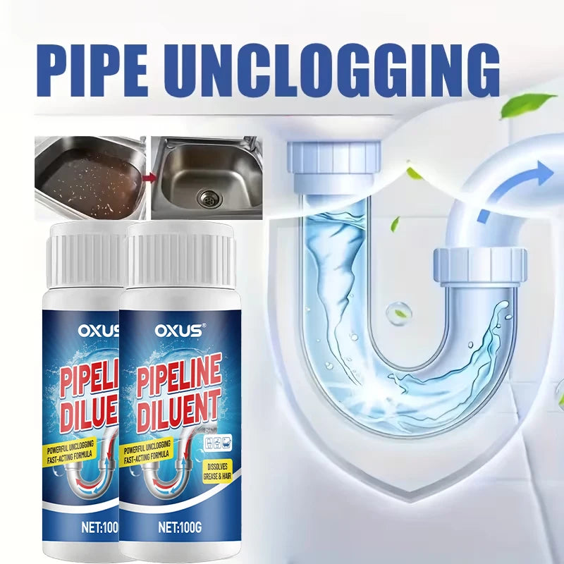Multi-Purpose Kitchen Drain Unblocker Powder Dissolves Hair & Grease, Prevents Blockages, Easy to Use for Sink & Pipe Cleaning