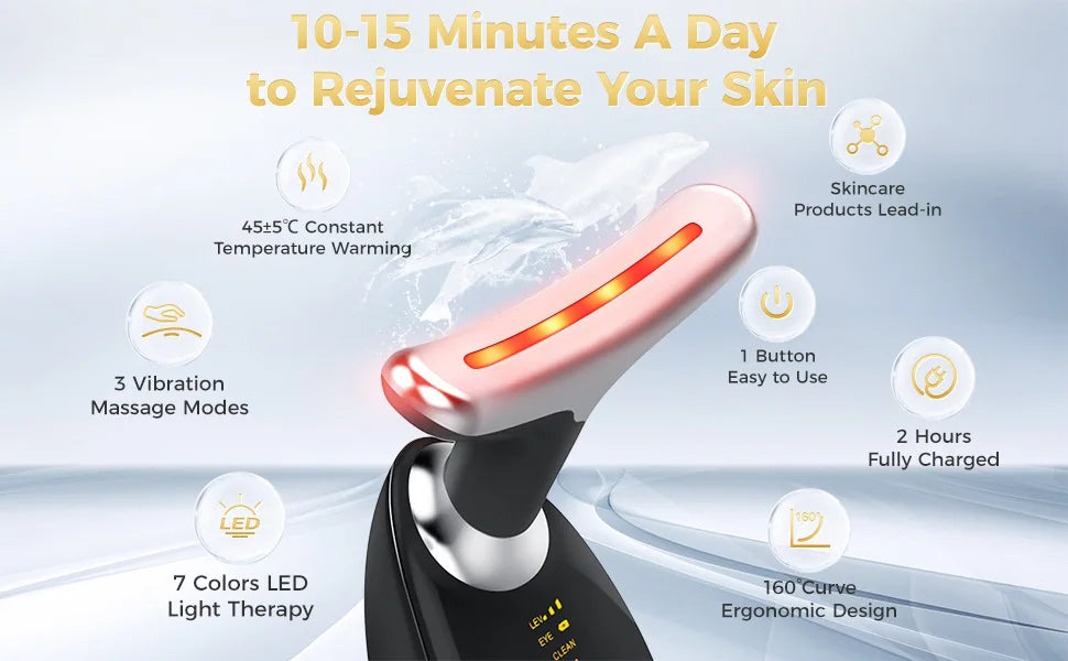 7 Colors LED Neck Face Massager Face Sculpting Tool Skin Rejuvenation Device Facial Lifting Beauty Machine Skin Care Instrument