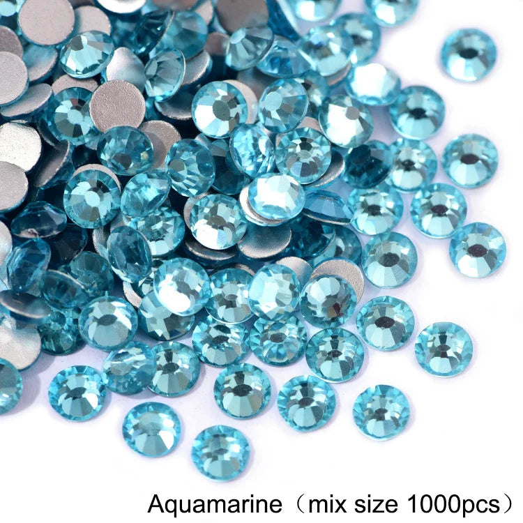 1440Pcs/Pack Flatback 3D Glass Swarovsky DIY Nails Rhinestones Art Decoration Shiny Crystal Stones Gems Manicure