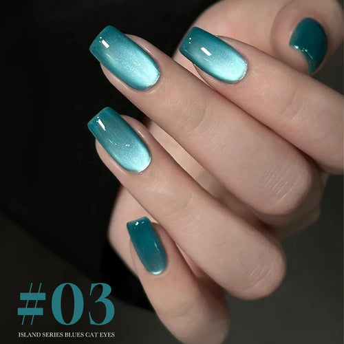 12ML 1-6PCS Summer And Autumn Island Glass Bead Magnet Cat Eye Gel Nail Polish Blue Nails Nail Art Nail Supplies