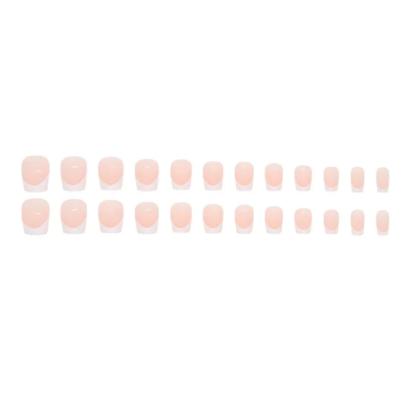 New Short Ballet 24 Pcs Fake Nail with Jelly sticker Press on False Nails Wearable Round Head Oval Full Cover Nail Tips