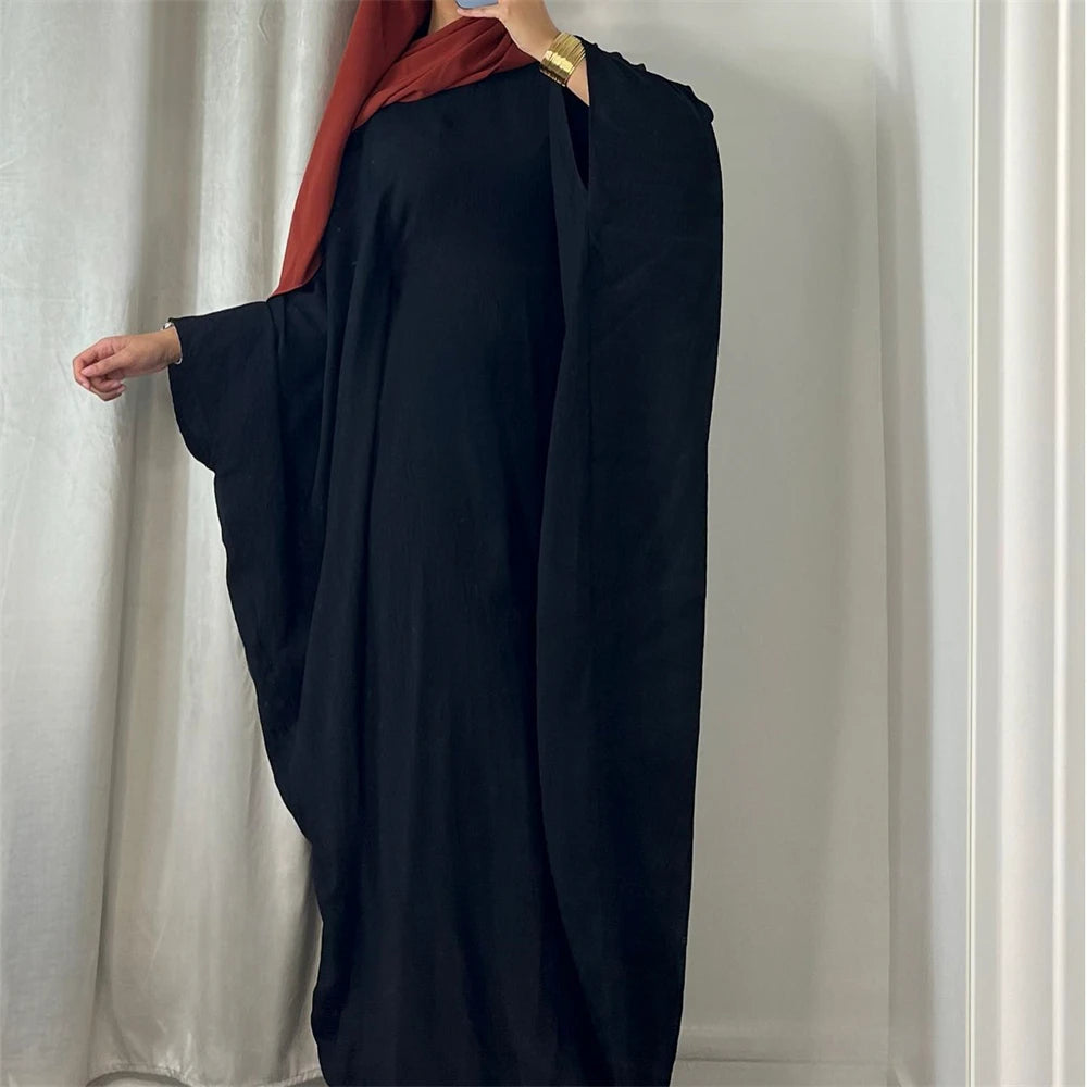 Ramadan Eid Soft Crepe Khimar Batwing Abaya Dubai Islam Muslim Modest African Dresses For Women Kaftan Kebaya Robe Femme Musulma