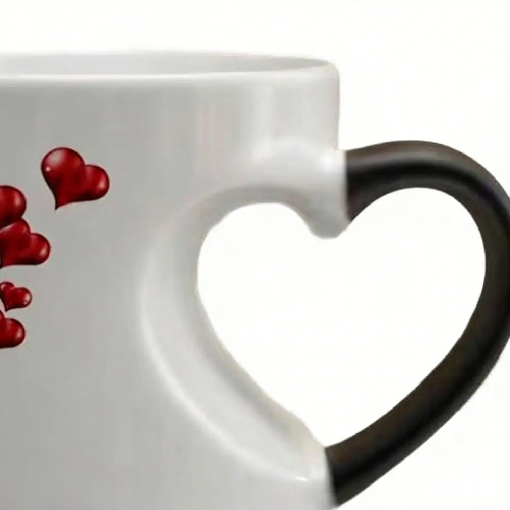 400ml Color Change Mug Heart Shape Handle Milk Juice Cup Ceramic Heat Activated Mug Thermochromic Bar Coffee Tea Water Dispenser