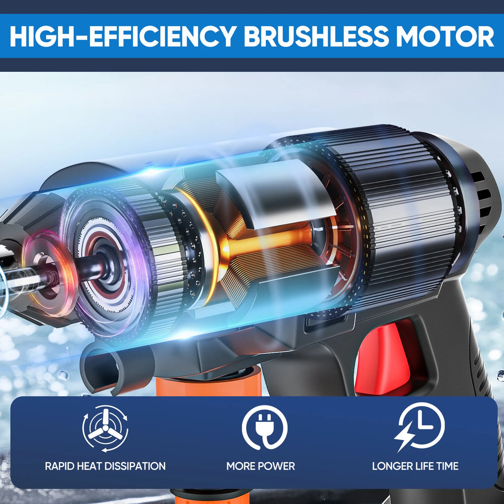 Portable Cordless High Pressure Water Gun for washing Car Wash Machine Garden Swimming Sprinkler Foam Water Gun with 2 Battery