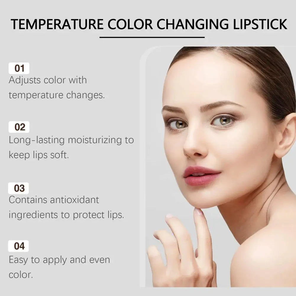 Temperature-Sensitive Color-Changing Lipstick Deeply Nourishing Prevents Dryness And Cracking Fades Lip Lines Locks In Moisture