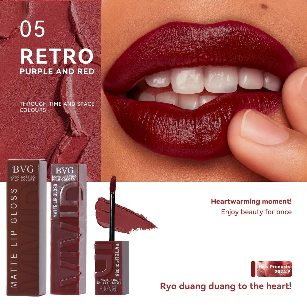 High-End Multi-Color Matte Lip Gloss Long-Lasting Non-Greasy Liquid Lipstick Rich Warm Colors Fading Liquid Makeup