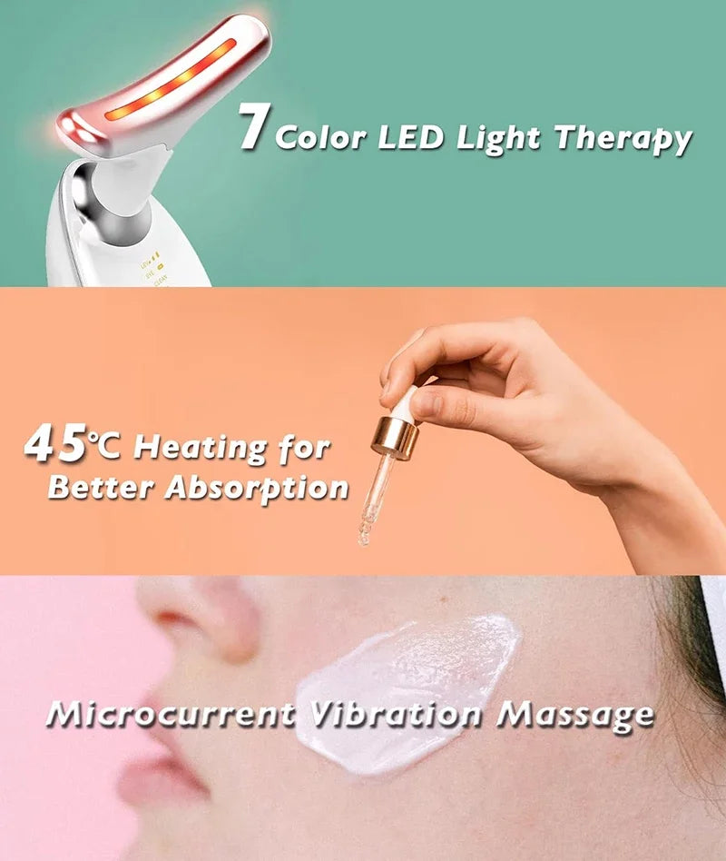 7 Colors Face Neck Massager Facial Lifting Device Skin Tightening Anti Wrinkle Vibration Machine Daily Skin Care Beauty Tools