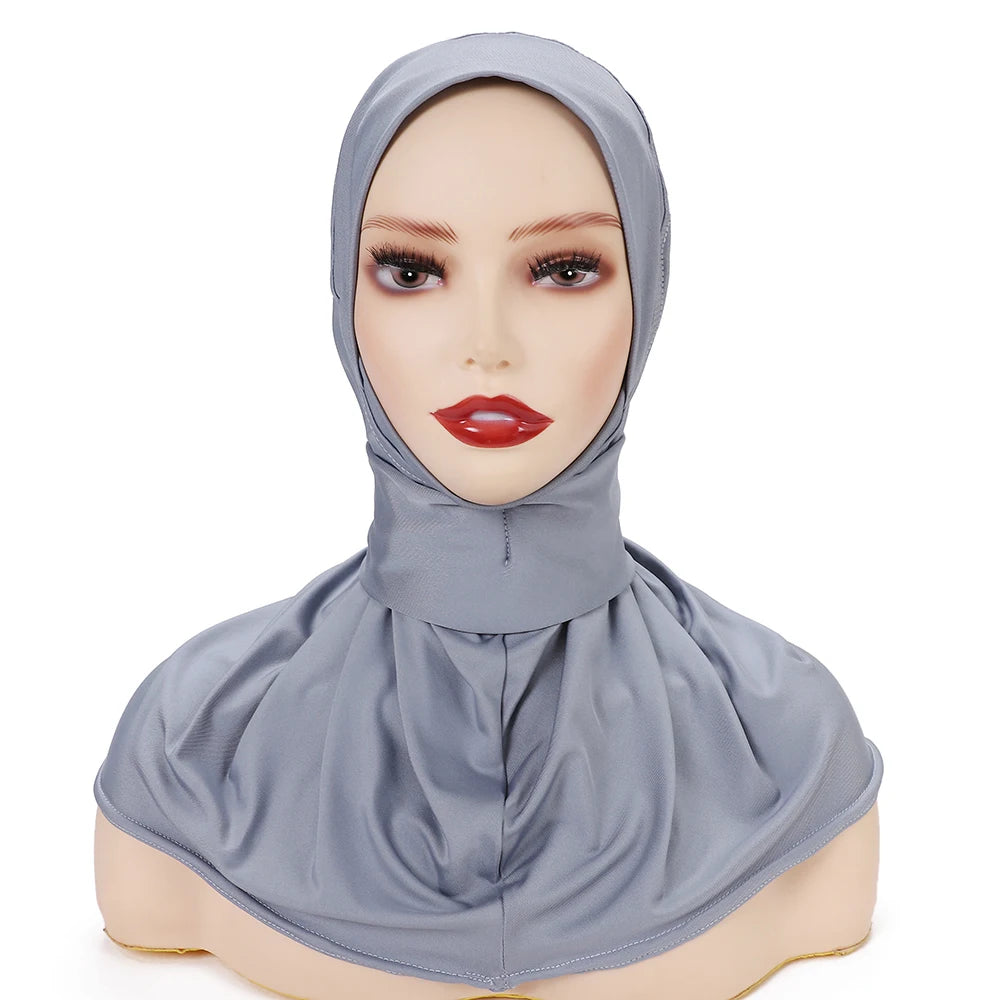 New Instant Hijab for Muslim Women Full Cover Headwraps Scarf Islam Turban Caps Ready to Wear Snap Undercap Hijab