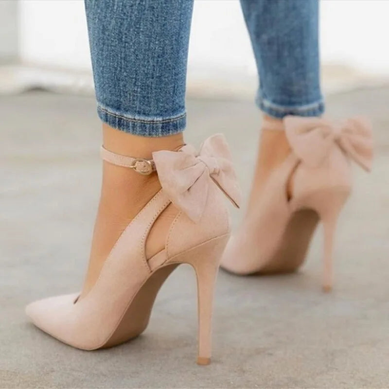 New2026 Women's Sexy High Heels Pumps Pointed Toe Buckle Strap Shoes Sweet Butterfly Party Pumps Wedding Ladies Shoes Large Size