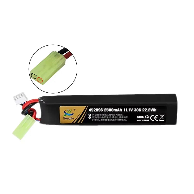 Water Gun Airsoft 11.1V 3S 2500mAh 30C 452096 LiPo battery+Charger Tamiya Plug for Airsoft BB Air Pistol Electric Toys Gun Parts