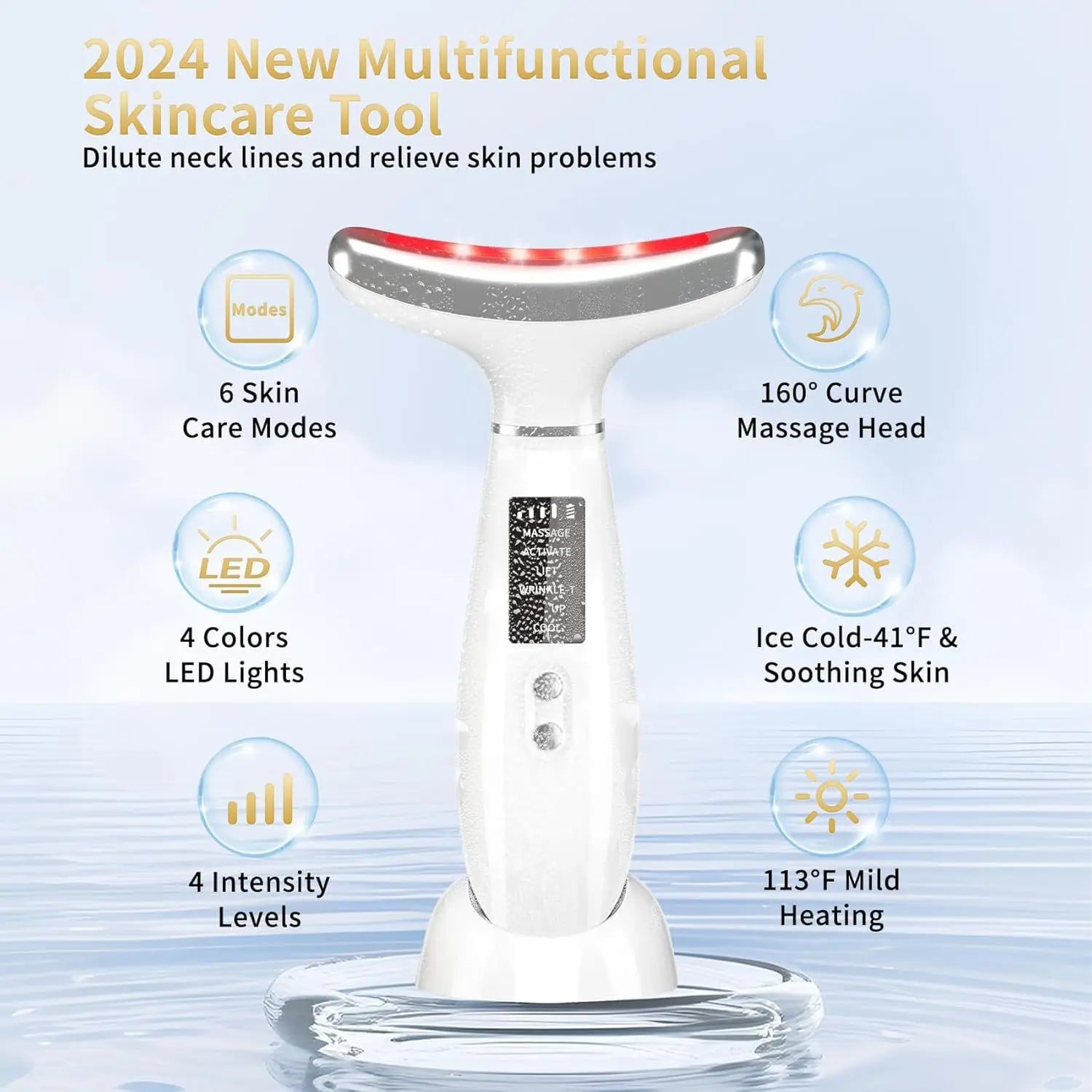 7 Colors LED Neck Face Massager Face Sculpting Tool Skin Rejuvenation Device Facial Lifting Beauty Machine Skin Care Instrument