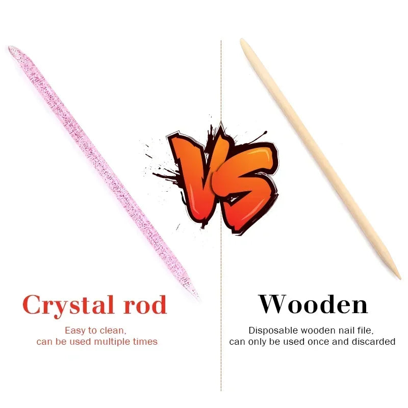 50/100 Pcs Reusable Double-Ended Cuticle Tool - Crystal Nail Art Pusher for Manicure & Pedicure