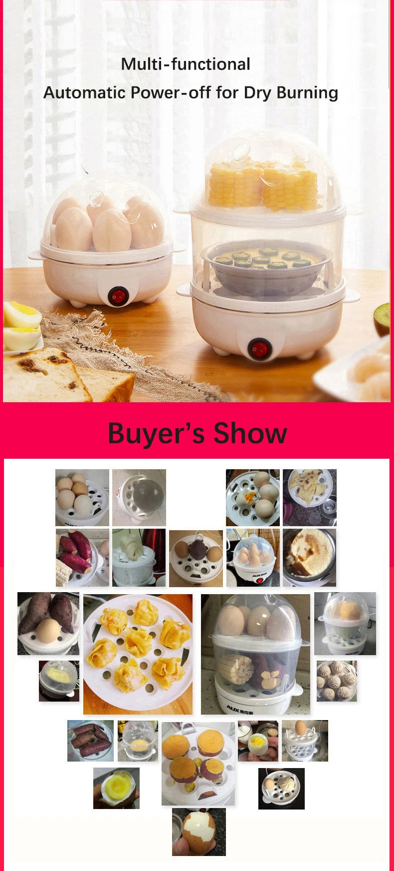 Multifunction Electric Egg Cooker Double Layers Egg Boiler Corn Milk Rapid Breakfast Cooking Egg Steamer Appliances Kitchen