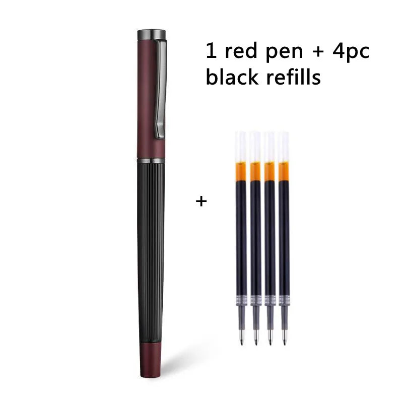 1Pc Ball point Pen + 4pc Refills Bullet 0.5mm Matte Red Roller ball Pen School Office Supplies Stationery Ink Pen S