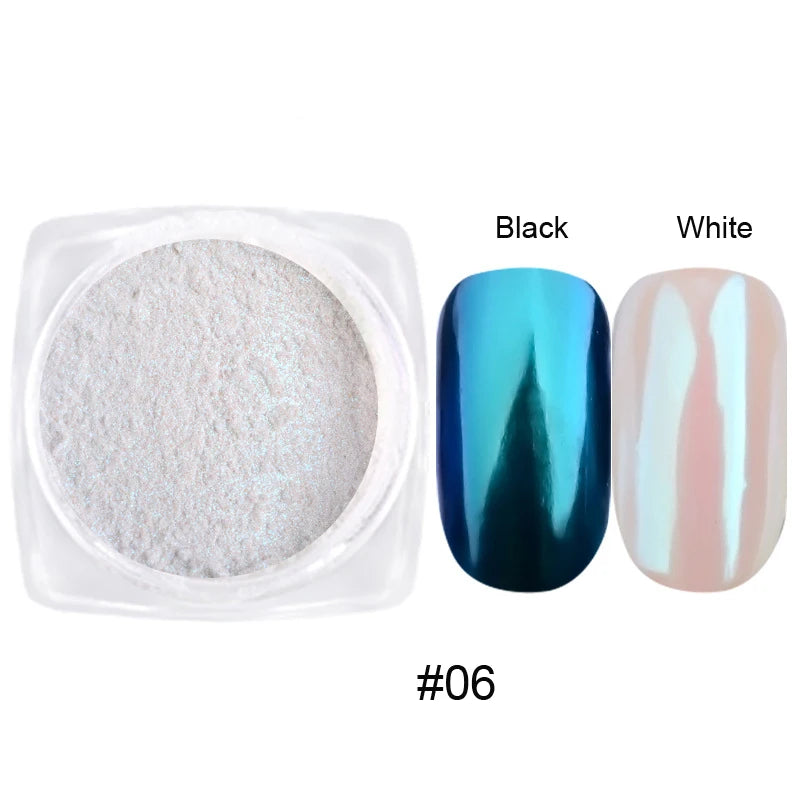 Pearl White Nails Glitter Aurora - Hailey Bieber Nails Moonlight Powders Fritillary Shell Mirror Pigment Nail Decoration