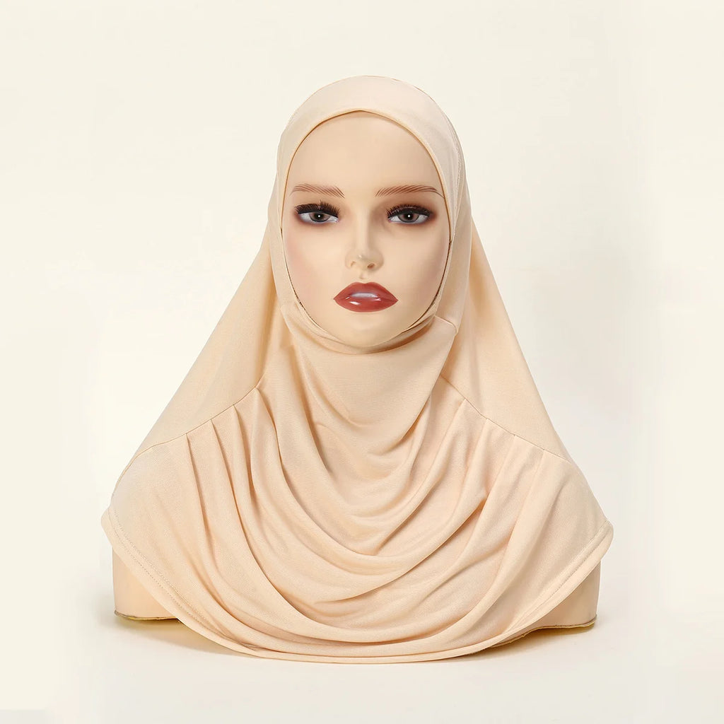 New Ready To Go wear Instant Hijab for Women Solid Color Hemp Headscarf Neck Cover Sports Hijabs Pinless Islam Shawls and Wraps
