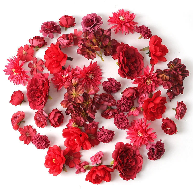 1Bag Artificial Flower Head For Home Room Wedding Decoration Handmade Craft Wreath Christmas Tree Decor 2025 Navidad Supplies
