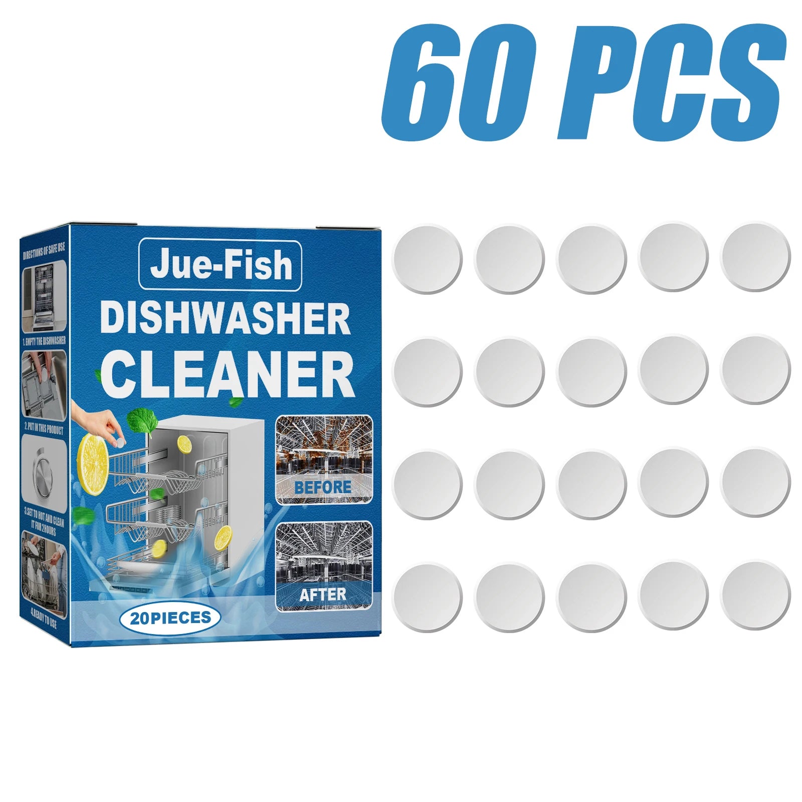 Dishwasher Cleaner Strong Oil Stain Removal Descaling Detergent Tablets Kitchen Cleaning Tools for Dishwasher Washing Machine