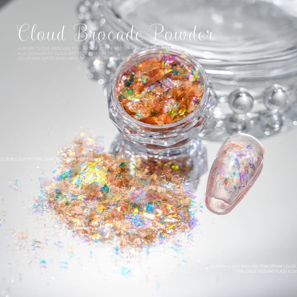 Pearl White Nails Glitter Aurora - Hailey Bieber Nails Moonlight Powders Fritillary Shell Mirror Pigment Nail Decoration