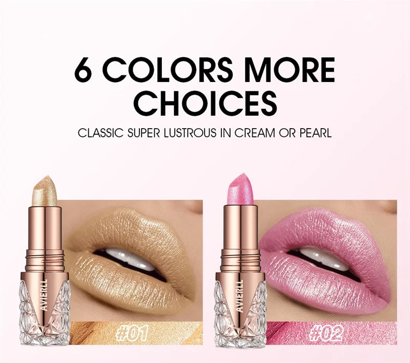10 Colors 3 in 1 Pearlescent Lipstick Long Lasting Moisturizing Sparkling Quicksand Gold Lip Gloss Pearl Shimmer Sexy Lip Makeup