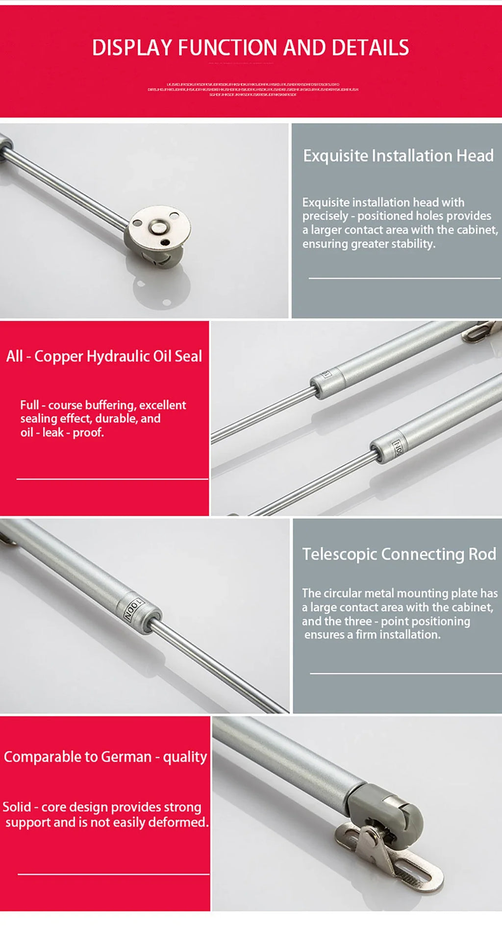 30/50/80/120/200N lifting hydraulic air strut suitable for cabinet door hinges, kitchen cabinets with air springs