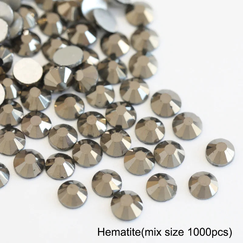 1440Pcs/Pack Flatback 3D Glass Swarovsky DIY Nails Rhinestones Art Decoration Shiny Crystal Stones Gems Manicure