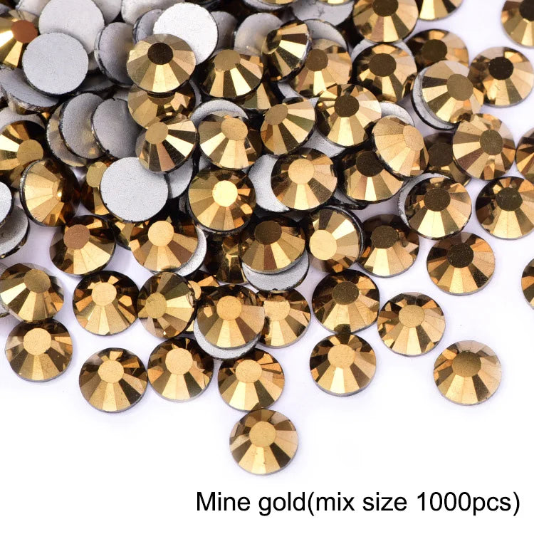 1440Pcs/Pack Flatback 3D Glass Swarovsky DIY Nails Rhinestones Art Decoration Shiny Crystal Stones Gems Manicure