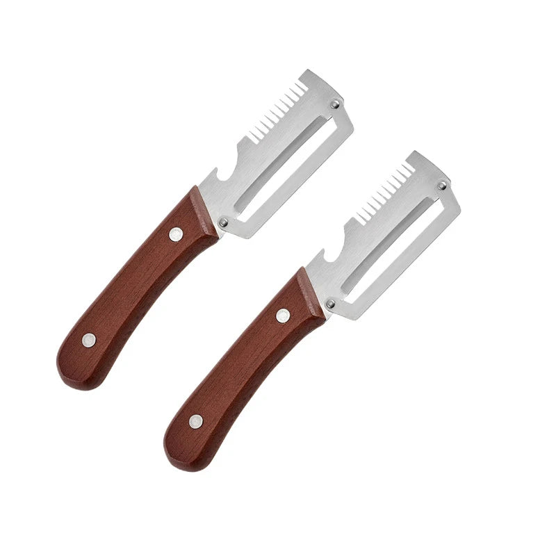Multipurpose Vegetable Peeler Stainless Steel Kitchen Tool Wooden Handle Cutter For Scallion Potato Fruit Asparagus Winter Melon