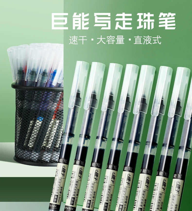 10Pcs/set High Quality Needle Type Gel Pens Straight Liquid Ballpoint Pen Kawaii Stationery School Office Supplies Writing