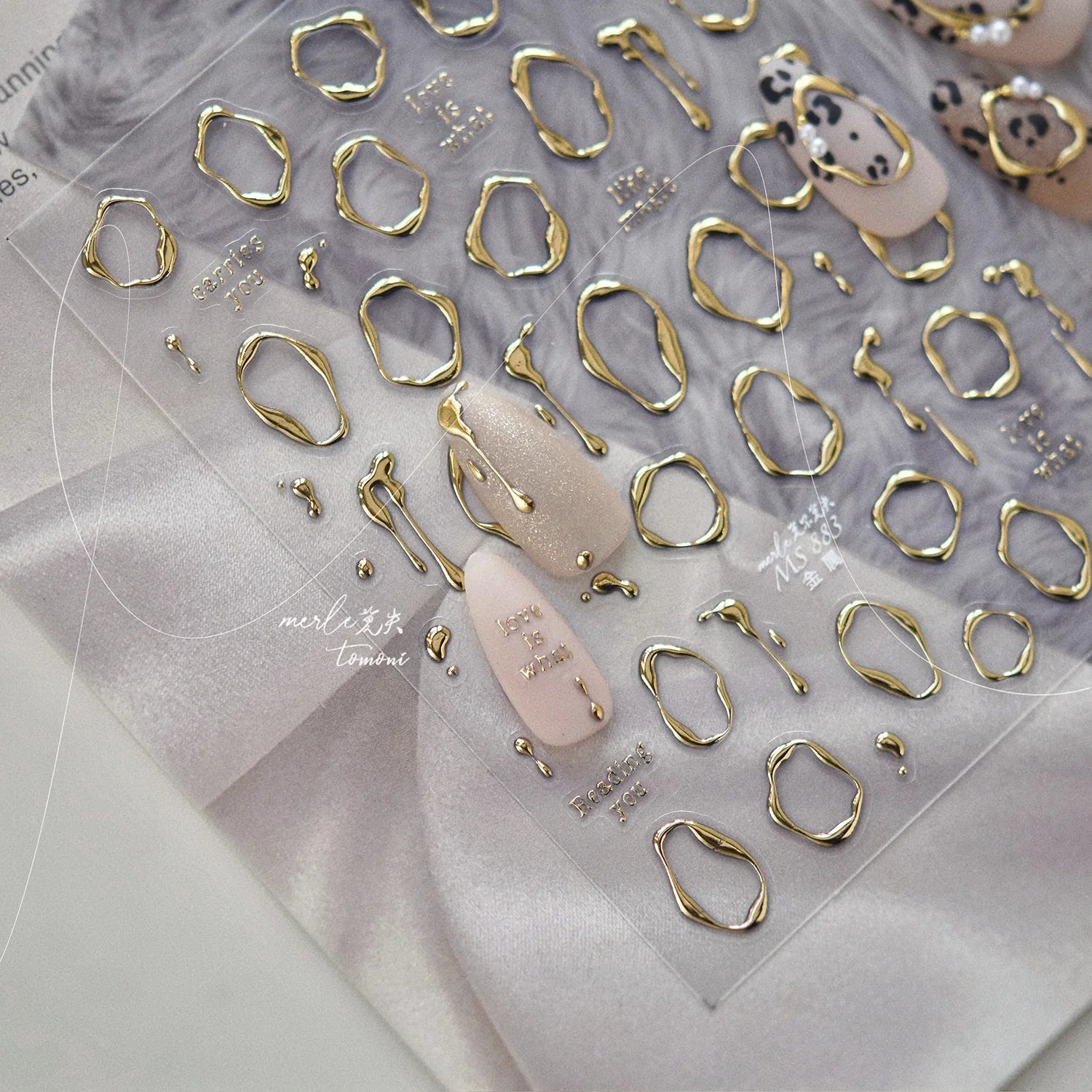 1pcs Gold Silver Metal Nail Stickers Irregular Bows Heart-shaped Back Glue Nails Accessories Stickers DIY Manicure Decorations
