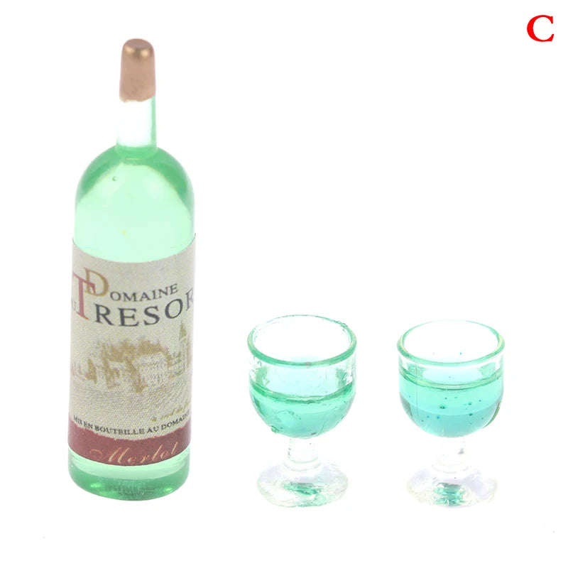 1 Set 1/12 Miniature Wine Bottles Dollhouse Kitchen Accessories - Mini Dolls House Living Room Accessories Beer Drink Bottles