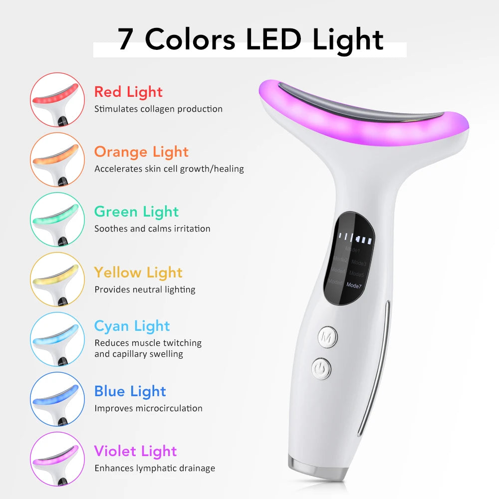 EMS Micro-current Neck & Face Beauty Device LED IPL Skin Rejuvenation Double Chin Reducer Facial Lifter Skin Tightening Massager