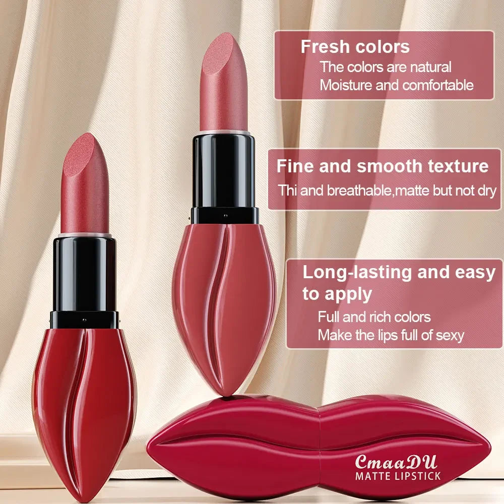Natural Smooth Matte Waterproof Velvet Nude Lipstick Sexy Red Brown Lip Stick Pigments Makeup Lipgloss Long Lasting Profissional